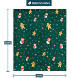 PAVILIA Christmas Gingerbread Throw Blanket | Green Holiday Christmas Fleece Blanket | Soft, Plush, Warm Winter Cabin Throw, 50x60 (Green Gingerbread) PAVILIA