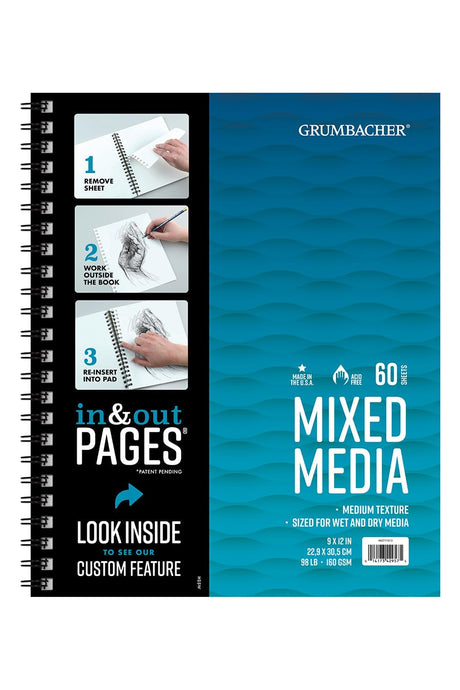 Grumbacher Mixed Media In & Out Pad - 9" x 12", 60 sheets Grumbacher
