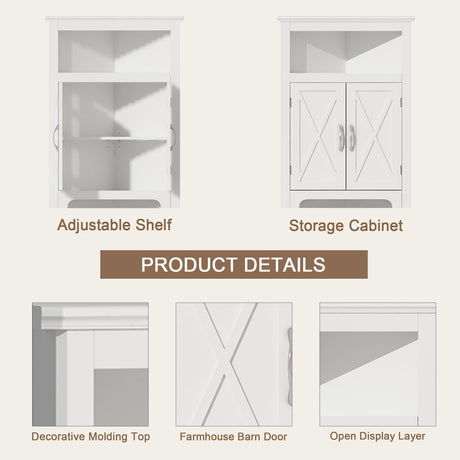 ChooChoo Corner Storage Cabinet, Small Corner Cabinet with Barn Door Design and Adjustable Shelf, Home Space Saver for Living Room, Bathroom, ChooChoo