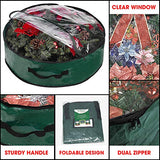 Propik Christmas Wreath Storage Bag 36" - Garland Holiday Container with Clear Window - Tear Resistant Fabric - 36" X 36" X 8" (Green) ProPik