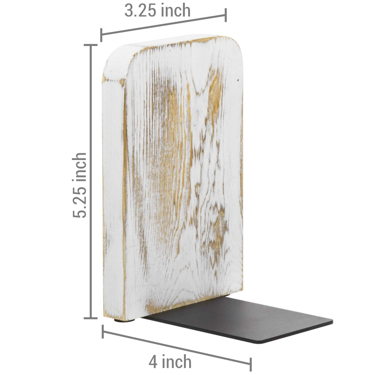 MyGift Whitewashed Wood Desktop Bookends, Decorative Bookshelf Display Organizers Office Book Shelf Decor, 1 Pair MyGift