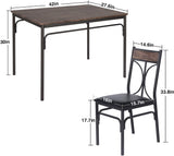 VECELO 5 Piece Kitchen Table Set for Dining Room,Dinette,Breakfast Nook,Industrial Style, Seating for Four, Brown VECELO