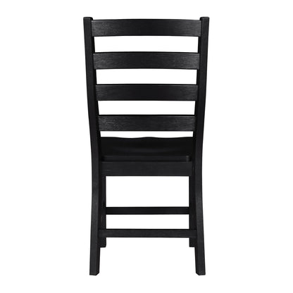 Lexicon Dining Chairs Set of 2, Dining Chairs with Solid Wood Legs and Footrest, High Ladder Back Farmhouse Dining Chairs, Wooden Dining Room Chairs, Black - WoodArtSupply