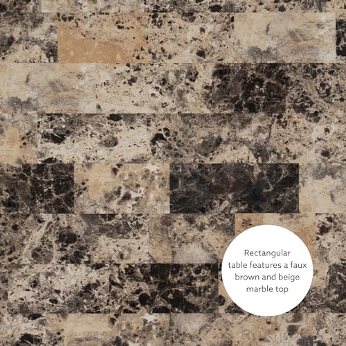 Linon Brown 3-Piece Table Faux Marble Tavern Set, 42" w x 22.25" d x 36" h Linon