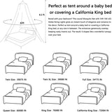 Mosquito Net Bed Canopy for Girls,King Canopy Bed Curtains Full Queen Size from Ceiling,Dome Mosquito Netting Bed Tent Twin Girls Princess Canopy Bed White Decor for Baby Crib,Kid Bed and Adult Beds Comtelek