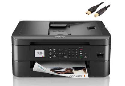 Brother MFC-J10 Series 3-in-1 Printer, Wireless Color Inkjet Printer, Printer, Copy, Scan, Fax - 9.5 ppm, 150 Sheets, 1.8" Color LCD, with Mobile Device and Duplex Printing, with MTC Printer Cable