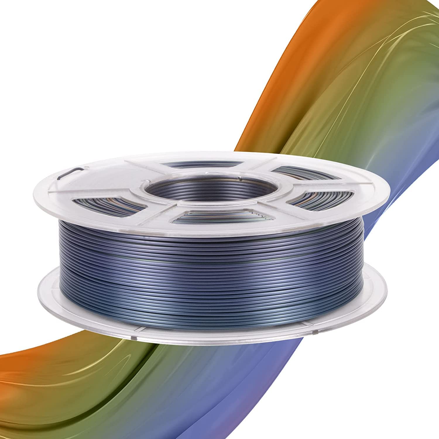 IEMAI Rainbow Silk PLA Filament 1.75mm, High-Speed 3D Printer Filament at 30-600mm/s, Rapid Color Changing Gradient Filament, Metallic Shiny Finish, 1kg/2.2lbs Spool - WoodArtSupply