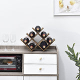 KIRIGEN 8-Bottle Countertop Wine Rack - Wine Bottle Holder for Bar Table/Wine Cabinet Free Standing - Wood 3-Tier Wine Display and Storage Shelves Dark Brown XHJJ3-DBR KIRIGEN