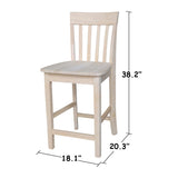 International Concepts Slat Back Stool, 24-Inch SH, Unfinished IC International Concepts
