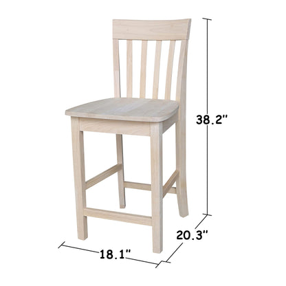 International Concepts Slat Back Stool, 24-Inch SH, Unfinished - WoodArtSupply