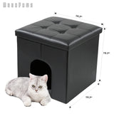MEEXPAWS Cat Litter Box Enclosure Furniture Hidden, Cat Washroom Bench Storage Cabinet Small 19.7'' x 19.7'' x 19.7''| Dog Proof | Waterproof Inside | Easy Clean | Easy Assembly | Odor Control(Black) MEEXPAWS