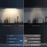 Under Cabinet Lights, 63 LED Rechargeable Battery Operated Motion Sensor Light Indoor, 2 Pack Magnetic Dimmable Closet Lights, Wireless Under Counter Lights for Kitchen, Stairs MCGOR