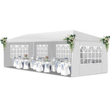 LIULINREST 10x30FT Outdoor Wedding Tents for Parties, Heavy Duty Canopy Event Tent with 5 Removable Sidewalls and Windows, Waterproof Gazebo Shelter for Weddings, BBQs & Events (White, 10X30FT-5Sides) LIULINREST