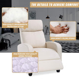 FDW Recliner Chair for Living Room Recliner Sofa Reading Chair Winback Single Sofa Home Theater Seating Modern Reclining Chair Easy Lounge with PU Leather Padded Seat Backrest （Beige） FDW