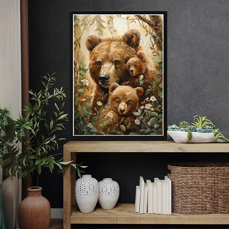 VAIIEYO 5D DIY Diamond Art Kits for Adults Bear, Diamond Painting Animal, Paint by Numbers Full Drill Round Rhinestone Craft Canvas for Home Wall Decor Gift 12x16 inch-12 VAIIEYO