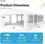 Quictent 16x32ft Party Tent Heavy Duty Outdoor Gazebo White Wedding Tent Canopy Event Shelter Carport with Removable Sidewalls & 4 Carry Bags Quictent