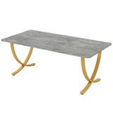 Tribesigns Executive Desk, 63” W x 31.5” D Large Office Desk, Modern Computer Desk Conference Table Meeting Room Table, Business Furniture for Home Office, Gray and Gold Tribesigns
