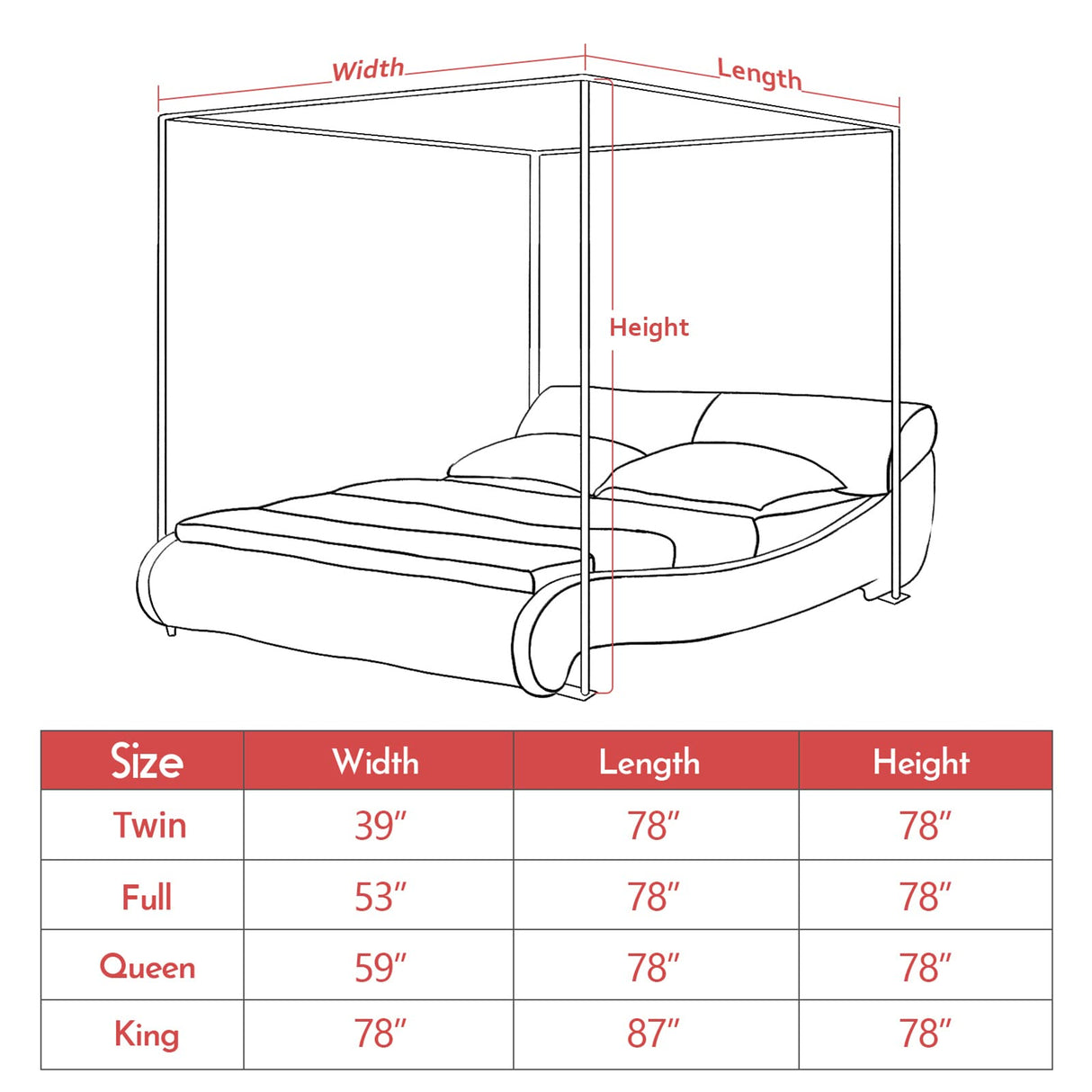 Foreate Canopy Bed Frame Stainless Steel King Size Bed Canopy Frame & Bed Poles, Fit for Four-Corner Bed and Mosquito Curtains, King (Silver) Foreate