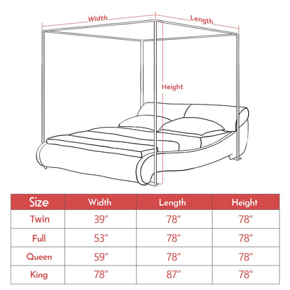 Foreate Canopy Bed Frame Stainless Steel King Size Bed Canopy Frame & Bed Poles, Fit for Four-Corner Bed and Mosquito Curtains, King (Silver)