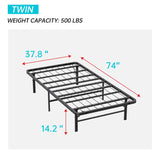 Twin Bed Frame Metal Platform Bed Frame Twin Size 14 Inch Mattress Foundation Box Spring Replacement Heavy Duty Steel Slat Easy Assembly Noise-Free,Black BestMassage
