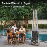 EAST OAK Pyramid Patio Heater, 48,000 BTU Outdoor Heater All Stainless Steel, Quartz Glass Tube Propane Heater for Commercial & Residential, Triple Protection System With Wheels, 2024 EAST OAK