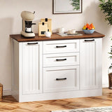 DWVO Farmhouse Buffet Cabinet with Storage, 47" Sideboard with Drawers, Large Kitchen Storage Cabinet Coffee Bar Cabinets for Living Room, Antique White DWVO