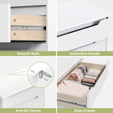 Gizoon 4 Drawer Dresser for Bedroom, Sturdy White Chest of Drawers with Anti-Tip Device, Modern Large Capacity Storage Furniture for Closet, Embedded Handles, Space-Saving Design, Wooden Finish, White Gizoon