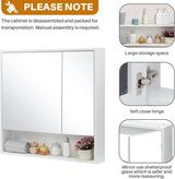 ALIMORDEN Medicine Cabinet with Mirror and Shelves, Bathroom Wood Wall Cabinet Over The Toilet, Vanity, Recessed or Surface Mount, 30.07 Inch x 30 Inch, White ALIMORDEN