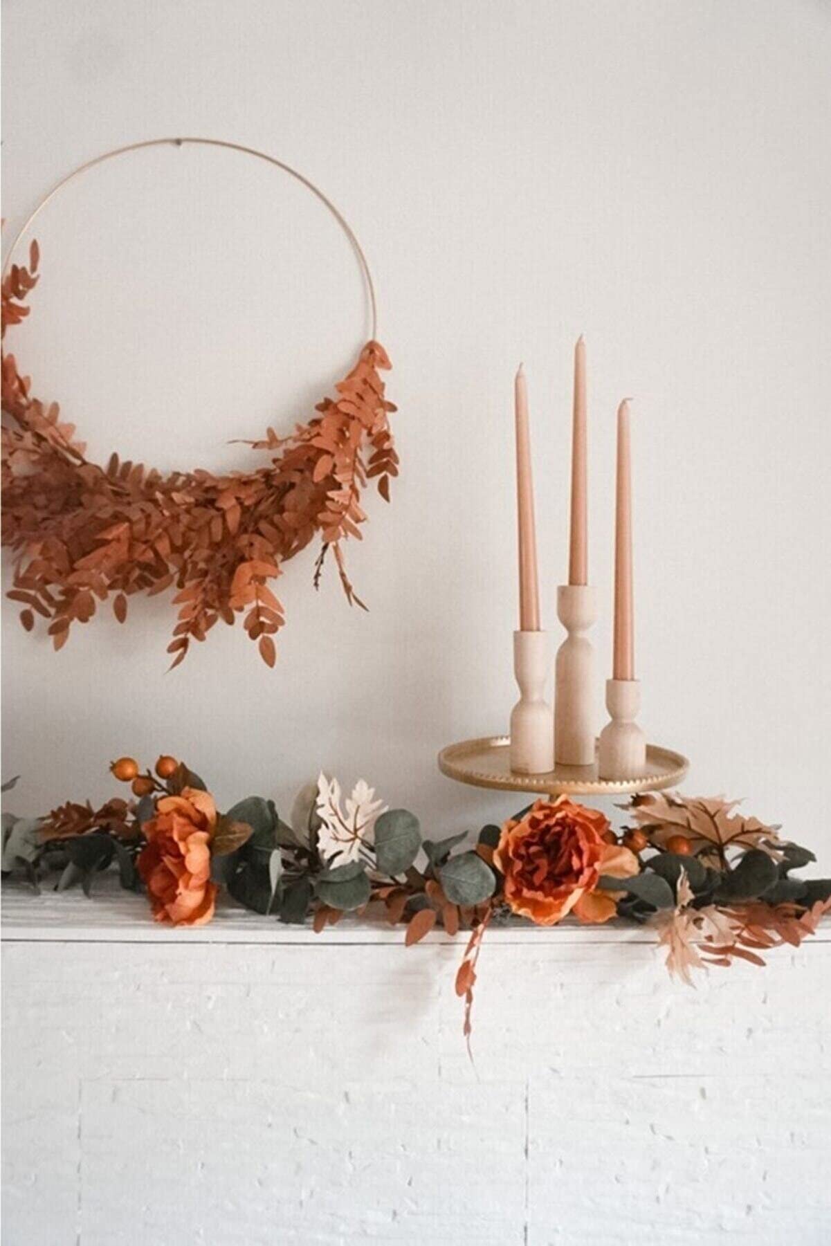 DUHALINE Wooden Candle Pillar Holder Set of 3,Rustic Farmhouse Candle Holder,Handmade Candlestick Holder, Wood Candle Holders, Console Table Decoration Pieces, Luxury Fireplace Candle Holder DUHALINE