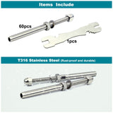 Sowtowe 3/16 T316 Stainless Steel Stud Tensioner Cable Railing Hardware 60pcs，for Wood & Metal Posts Cable Railing System Kit Sowtowe