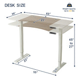 HEONAM Dual Motor Electric Standing Desk, 63 x 30 Inches Height Adjustable Table with Splice Board, Ergonomic Sit Stand Computer Desk with White HEONAM