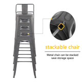 YOUNIKE 30 Inches Metal Barstools Counter Height Bar Stools Set of 4 Indoor Outdoor Patio Bistro Home Kitchen Low Back Stackable Bar Chairs Rusty Grey YOUNIKE