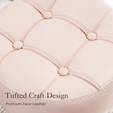 LUE BONA Adjustable Vanity Stool, 360°Swivel Vanity Chair Stool for Makeup Room, Pink Stool Chair for Vanity, Small Faux Leather Vanity Stool for Bathroom, Living Room LUE BONA