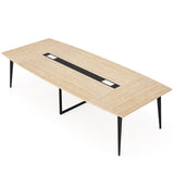 Tribesigns 8FT Conference Table, 94.48L x 47.24W x 29.52H Inches Large Boat Shaped Meeting Seminar Table with Cable Grommets, Modern Conference Room Table for Office (Light Wood Grain, 8ft) Tribesigns