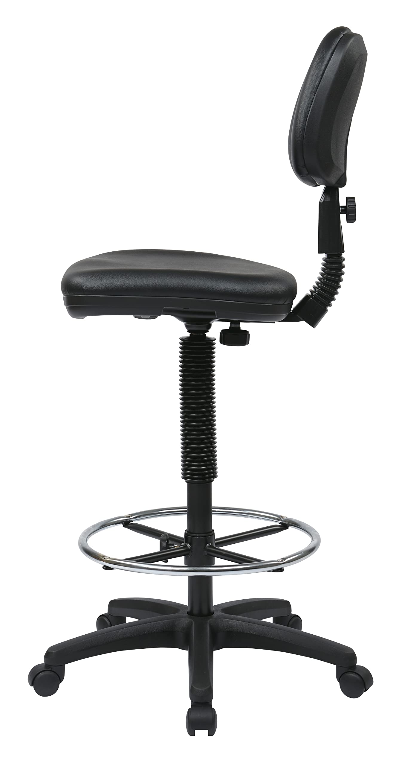 Office Star DC Series Adjustable Drafting Chair with Foot Ring and Sculptured Foam Seat, Black Vinyl