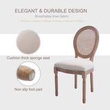 Virabit French Dining Chairs Set of 6, Rattan Farmhouse Upholstered Dining Chairs with Curved Backrest and Beautifully Carved Solid WoodFrame for Living Room, Kitchen, Restaurant Virabit