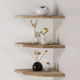 Joiishom Corner Wall Shelf Set of 3, Floating Corner Shelves for Wall, Rustic Wood Wall Storage Display Shelves for Living Room Bedroom Bathroom Kitchen (Fanshaped-Carbonized) Joiishom