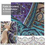 Cottolester Boho Comforter Set Queen Size 8 Piece Bed in a Bag Bohemian Striped Bedding Quilt Set Aqua Paisley Floral Comforter and Sheet Set,Soft Microfiber Complete Bedding Sets for All Season Cottolester