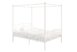 DHP Metal Canopy Bed Frame - Full Size, White with Heart Scroll Design DHP