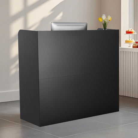 VEVOR Reception Desk, 47 Inch Rectangular Front Counter Table, Office Reception Counter with Lockable Drawer and Storage Cabinet, for Checkout, Lobby, Beauty Salon and Office, Black VEVOR