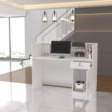 AIEGLE Reception Counter Desk with Adjustable Shelf & Lockable Drawersfor Salon Reception Room Checkout Office, White (55.1" L x 23.6" W x 43.3" H) AIEGLE