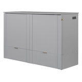 Harper & Bright Designs Queen Size Murphy Bed, Wood Queen Wall Bed with Drawer and a Set of Sockets & USB Ports, Pulley Structure Design, Gray Harper & Bright Designs