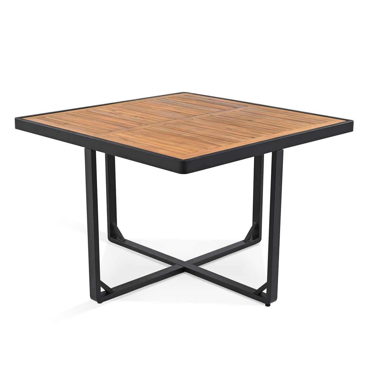 18-Pieces Acacia Wood Patio Dining Set, 8 Cushioned Chairs & 8 Ottomans & 2 Square Table,Space Saving Outdoor Patio Set for Backyard, Garden, Deck and Poolside (Gray/18) CKLMMC