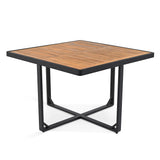 18-Pieces Acacia Wood Patio Dining Set, 8 Cushioned Chairs & 8 Ottomans & 2 Square Table,Space Saving Outdoor Patio Set for Backyard, Garden, Deck and Poolside (Gray/18) CKLMMC