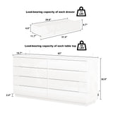 Homsee Large 8 Drawer Double Dresser with LED Light, Modern Dresser Chest of Drawers with High Gloss Surface for Bedroom, White (63”W x 15.7”D x 30.9”H) Homsee