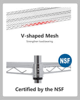 FDW 48 inch L×18 inch W×76 inch H Wire Shelving Unit Metal Shelf with 6 Tier Casters Adjustable Layer Rack Strong Steel for Restaurant Garage Pantry Kitchen Garage, Chrome FDW