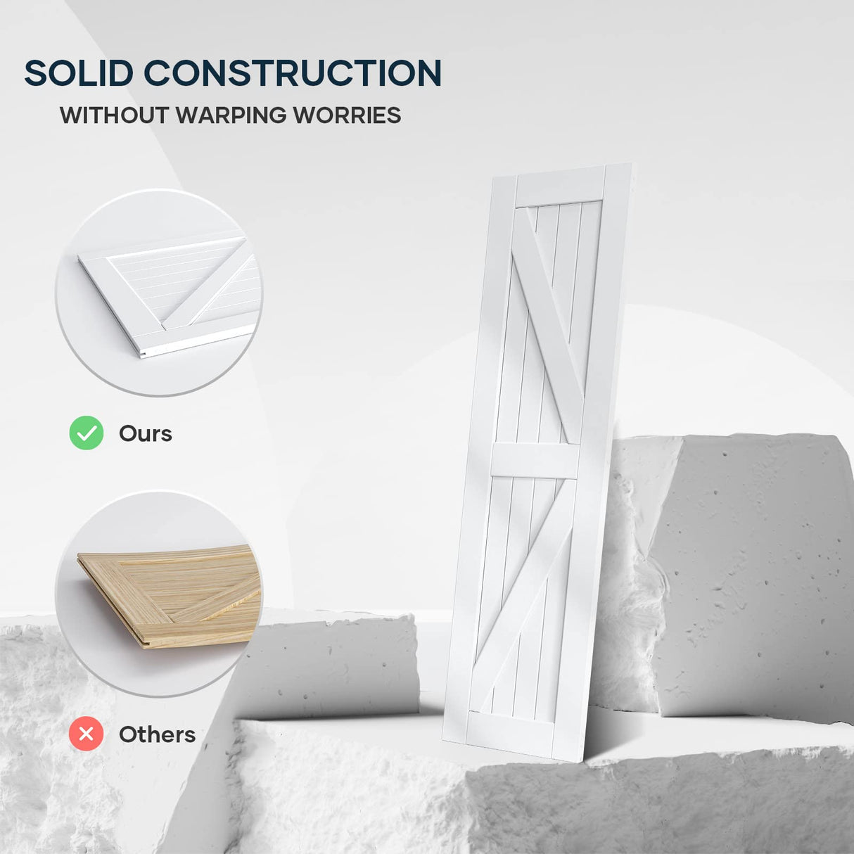 EaseLife 42in x 84in (Double 21in×84in Door) Barn Door with 7FT Sliding Door Hardware & Handle Included,DIY Assemblely,Easy Install,Water-Proof,Apply to Interior Exterior Rooms,K-Frame,White EaseLife