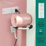 YITAHOME Makeup Vanity Desk with Large Lighted Mirror & Power Outlet, Makeup Vanity Set with 4 Drawers, Dressing Table with 3 Color Modes Available, Cushioned Bench, Bedroom, Pale Pink YITAHOME