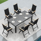 YITAHOME Aluminum Patio Dining Table for 6, 55" Outdoor Dining Table, E-coated Rectangular Patio Table for Backyard Garden Lawn, Black YITAHOME