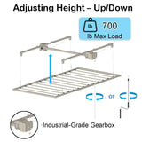 KIPPDURO Overhead Garage Storage Lift-4x8 FT Overhead Garage Storage Rack, with Safety Lock, Heavy-Duty Adjustable Ceiling Storage 325 lbs Capacity Suitable for Tools Kayaks Ladder Storage Racks KIPPDURO